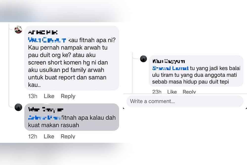 Suspek menghantar komen berunsur fitnah terhadap anggota polis yang terbunuh dalam serangan di Balai Polis Ulu Tiram, Johor. Foto: ihsan pembaca