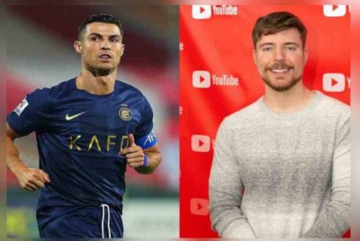 Ronaldo (kiri) telah memperoleh sebanyak 55 juta pengikut dalam tempoh dua minggu sejak membuka akaun YouTube. Stadium Astro