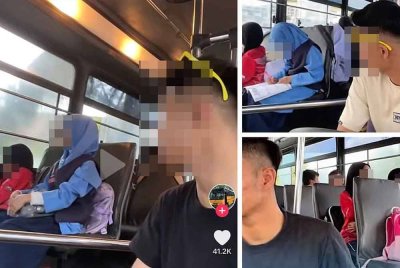 Tangkap layar perkongsian di media sosial mengenai foto murid dimuat naik pemandu bas sekolah.