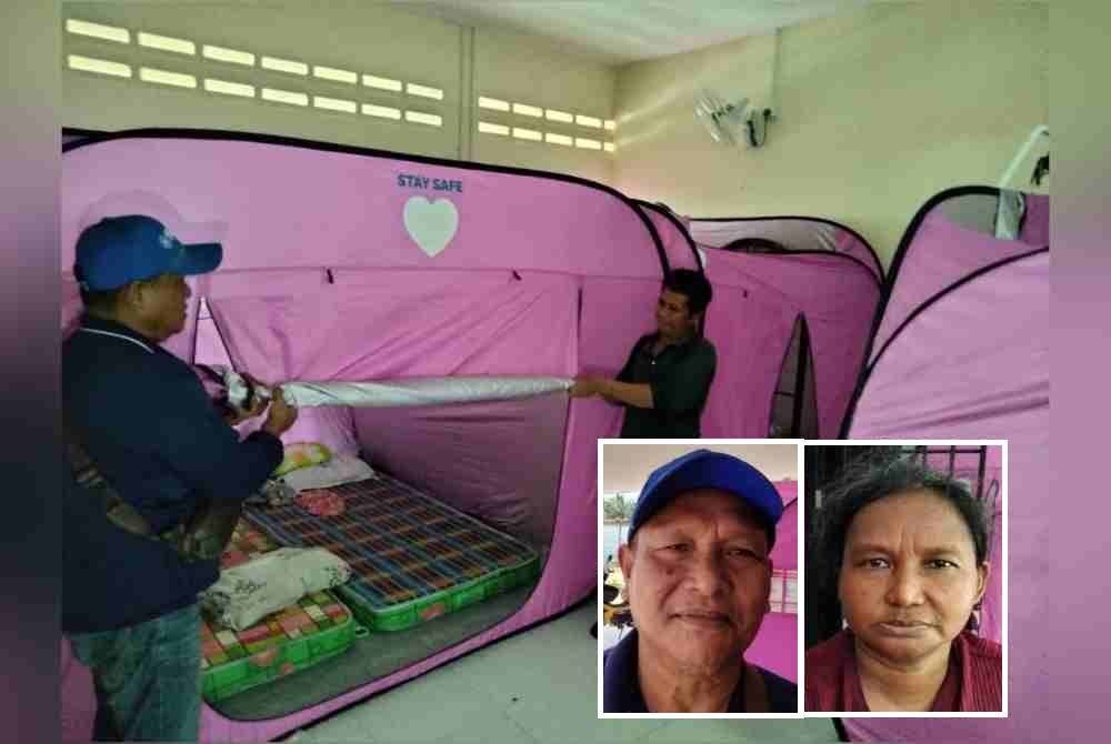 Penduduk terjejas dengan pencemaran bau kimia dipindahkan ke Balai Raya Kampung Orang Asli Kampung Sayong Pinang, Kota Tinggi. Gambar kecil: Hamdan, Tuasa