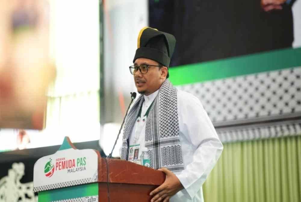 Afnan Hamimi ketika menyampaikan ucaptama sempena Muktamar Dewan Pemuda Pas kali ke-65, di sini pada Khamis.