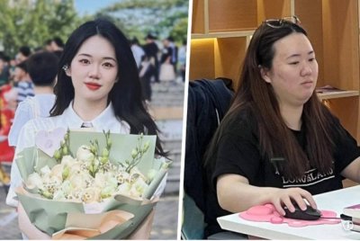 Ouyang Wenjing semasa mempunyai berat badan 60kg dan meningkat ke80 kg dalam tempoh setahun. Foto Agensi