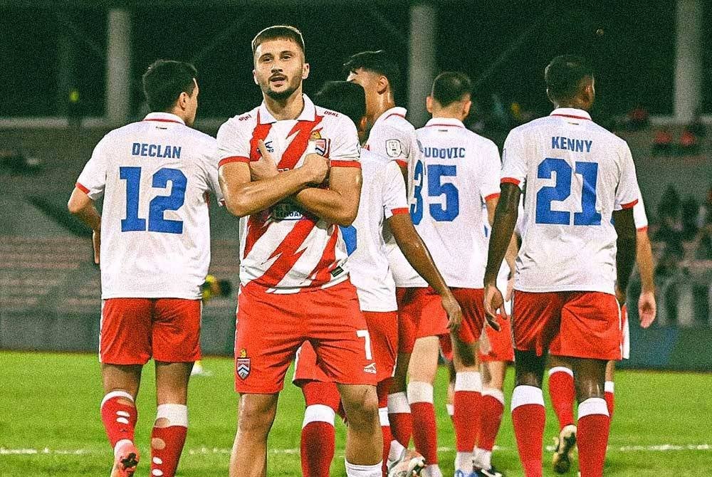 Motika meraikan jaringannya ketika menentang KDA FC dalam aksi Liga Super pada Sabtu. - Foto: KL CITY FC