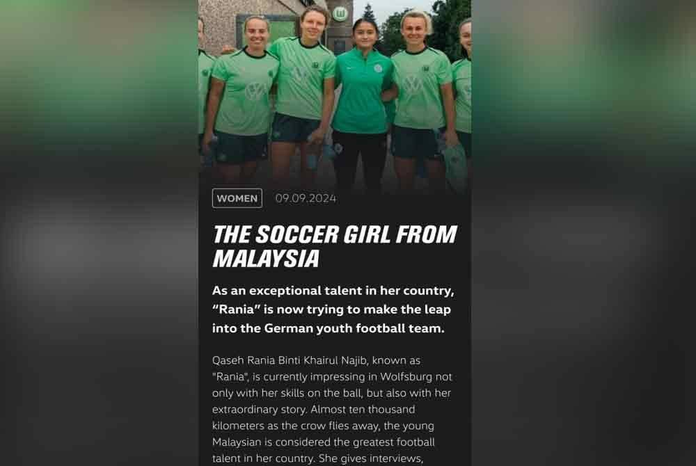 Artikel mengenai Qaseh Rania di laman sesawang Wolfsburg.