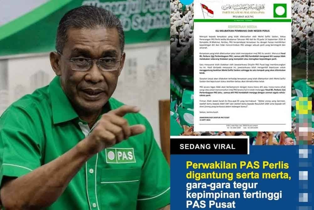 Tangkap layar berkenaan tindakan ke atas perwakilan dari Perlis, Mohd Saifizi Saidon yang tular di media sosial.