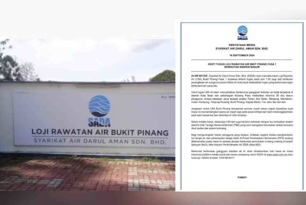 LRA Bukit Pinang Fasa 1 terpaksa dihenti tugas pada pukul 1 pagi Khamis berikutan peningkatan air sungai ke paras kritikal di muka sauk yang disebabkan oleh hujan berterusan sejak beberapa hari yang lalu.