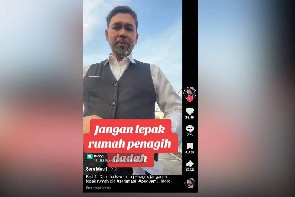 Hantaran di aplikasi TikTok seorang peguam, Samry Masri yang memberi peringatan kepada golongan belia untuk berhati-hati memilih rakan.