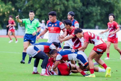 Skuad Bunga Raya 7s lelaki negara ketika menentang Jepun dalam aksi Kumpulan B Siri Kedua Kejuaraan Ragbi Asia 7s Hangzhou 2024 di China pada Sabtu.