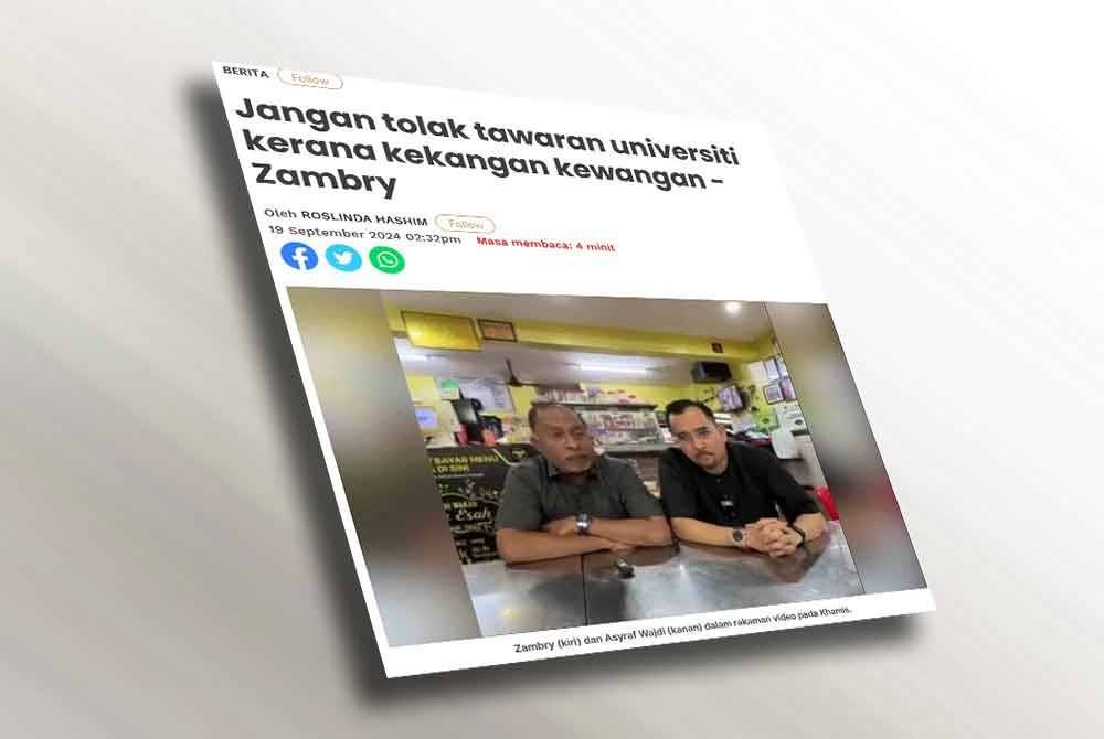 Laporan Sinar Harian, baru-baru ini.