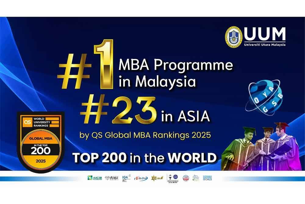 Kedudukan UUM dalam QS Global MBA Rangkings 2025 telah meningkat secara konsisten sejak empat tahun kebelakangan ini.