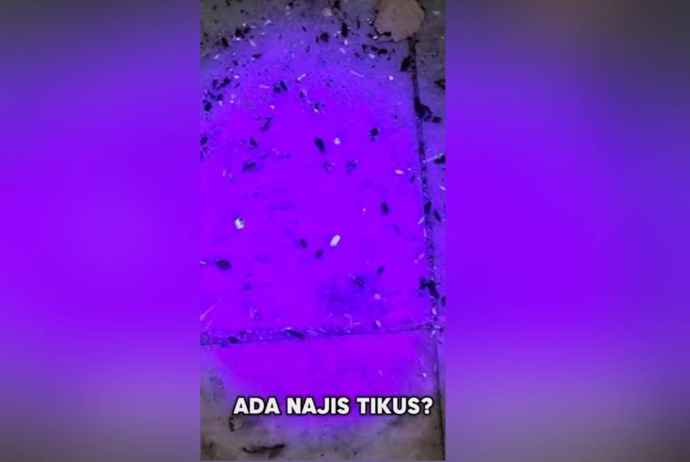 Tangkap layar video Asyraf Wajdi yang menunjukan najis tikus ditemui di ruang dewan selera MRSm berkenaan.