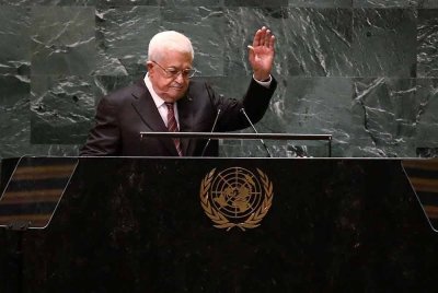 Mahmoud Abbas ketika berucap di Perhimpunan Agung Pertubuhan Bangsa-Bangsa Bersatu (UNGA) pada hari ketiga Debat Umum. Foto AFP