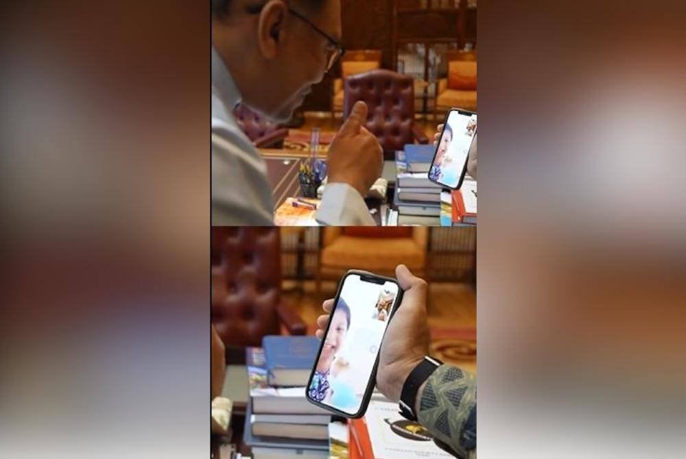 Anwar menghubungi kanak-kanak perempuan dikenali sebagai Uya, yang baru-baru ini bersama keluarganya diuji musibah banjir di Kedah, melalui panggilan video.
