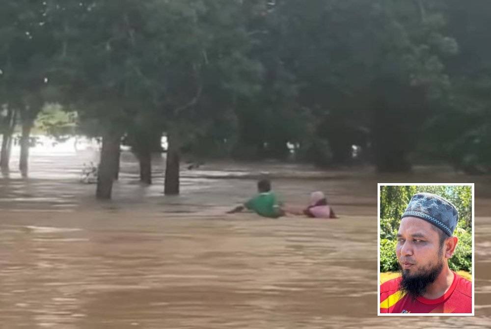 Seorang saksi kejadian dua beranak yang dikhuatiri lemas akibat dihanyutkan arus deras di Kampung Tanjung Kanan, di sini pada Sabtu sempat menjerit agar dua beranak berkenaan berpatah balik. (Gambar kecil: Mohd Sofi)