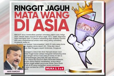 Laporan muka depan Sinar Harian pada Sabtu. (Gambar kecil: Amir Hamzah)