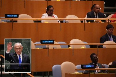 Tempat duduk delegasi Palestin kosong semasa ucapan Netanyahu pada sesi Perhimpunan Agung PBB ke-79 pada Jumaat. Foto AFP