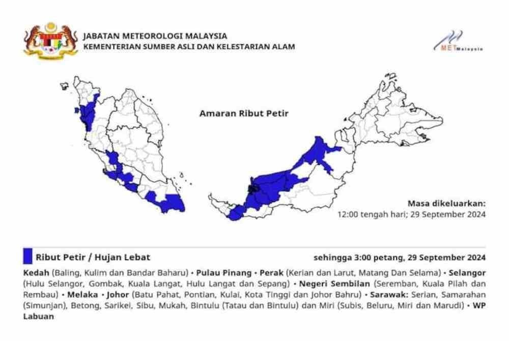 Info grafik dikongsi MetMalaysia pada Ahad