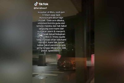 Menerusi rakaman video, suspek bertindak nekad melarikan Toyota Alphard dalam kejadian pada Ahad. Foto ihsan pembaca