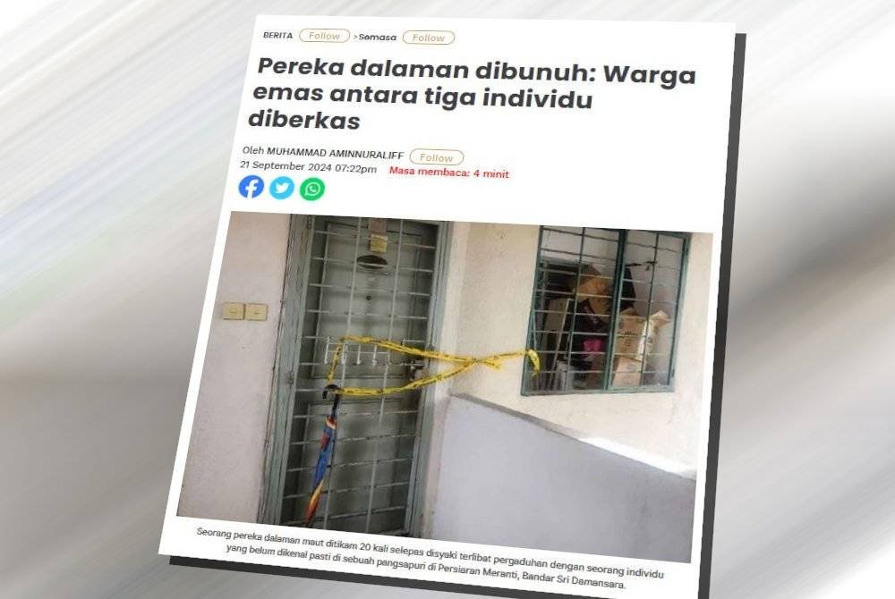 Polis menahan tiga lelaki berusia antara 50 hingga 61 tahun dalam serbuan di sebuah pangsapuri di ibu kota pada 21 September lepas kerana disyaki terlibat dalam kejadian itu.