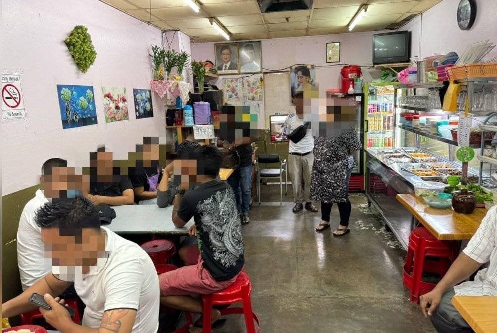 Seramai 43 warga Myanmar ditahan dalam operasi di Komtar pada Isnin. Foto JIM Pulau Pinang