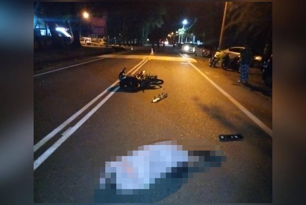 Keadaan mangsa yang maut selepas di rempuh SUV dalam kejadian kira-kira jam 7 malam pada Rabu.