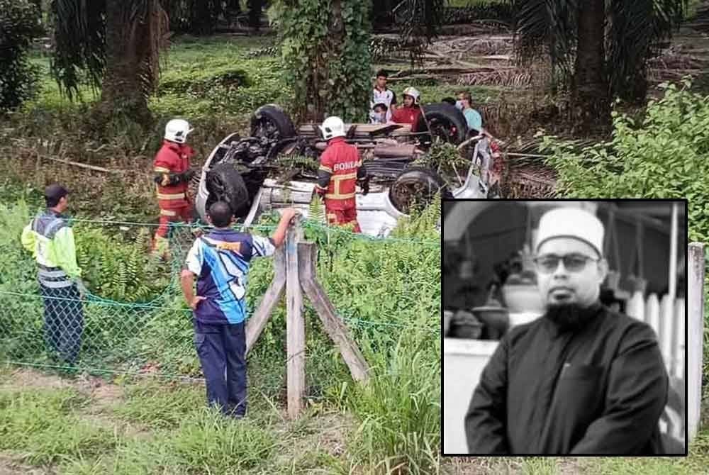 SUV dipandu imam Nurul Kamal terbabas selepas dipercayai mengelak haiwan di Kilometer 211.8, Lebuhraya WCE arah utara dekat Sitiawan pada Selasa.