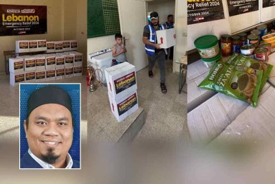 Antara kit kecemasan yang dihantar Pertubuhan Kebajikan Serantau Muslim ke Lubnan. Gambar kecil: Mohd Hakim