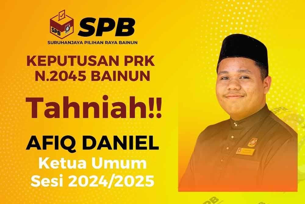 Muhammad Afiq Daniel diumumkan sebagai pemenang bagi PRK berkenaan.