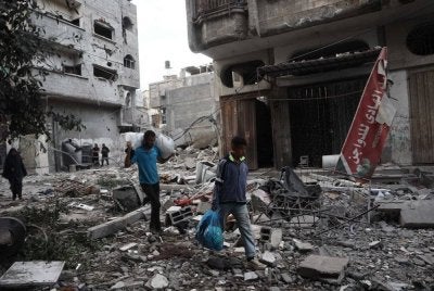 Keadaan kawasan Gaza musnah dibedil tentera Israel. Foto AFP