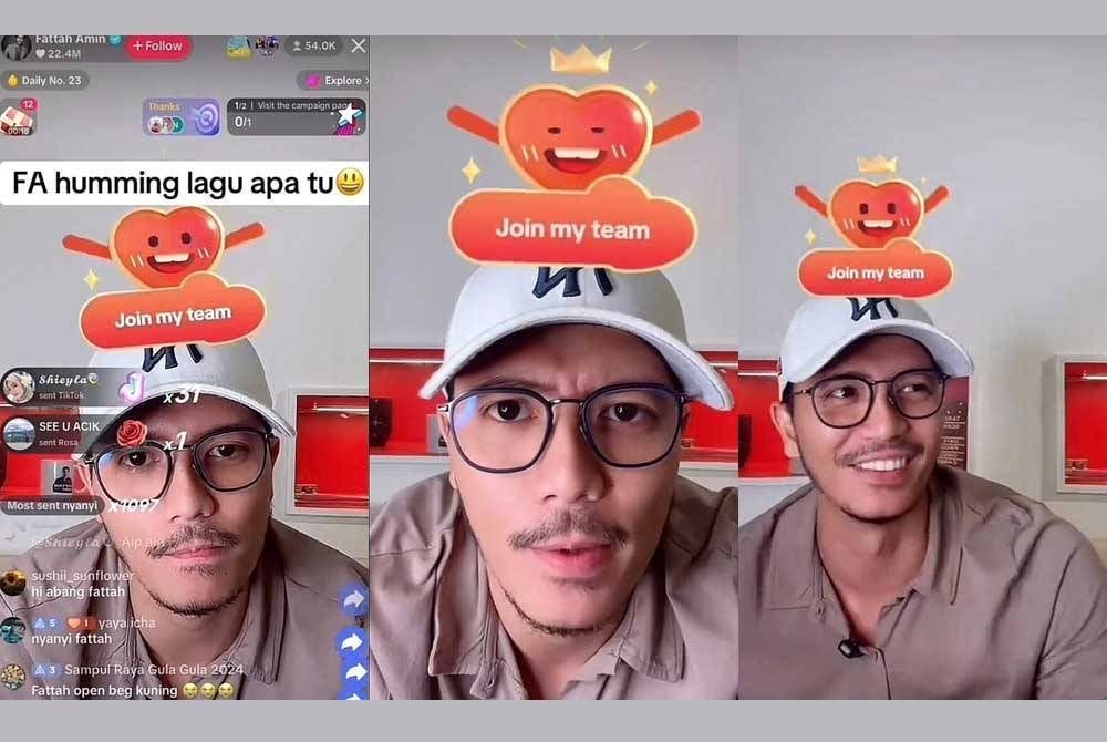 Tangkap layar sesi 'live' Fattah Amin di TikTok pada malam Sabtu. Kredit: TikTok @anistaqwa