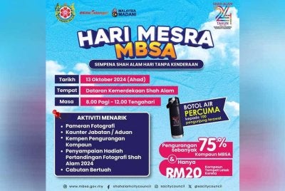 Info grafik sempena Hari Mesra MBSA dikongsi di laman Facebook MBSA
