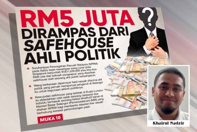 Laporan muka depan Sinar Harian pada Isnin.