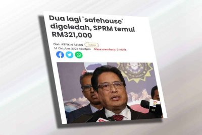 Sinar Harian melaporkan, sejumlah mata wang asing bernilai kira-kira RM5 juta ditemukan SPRM ketika menggeledah di sebuah pangsapuri di sini, yang didakwa dijadikan 'safehouse' seorang ahli politik berpengaruh pada Sabtu. 