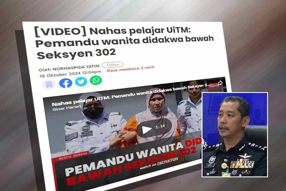 Sinar Harian sebelum ini melaporkan wanita terbabit didakwa mengikut Seksyen 302 Kanun Keseksaan. Gambar kecil: Mohd Khairi