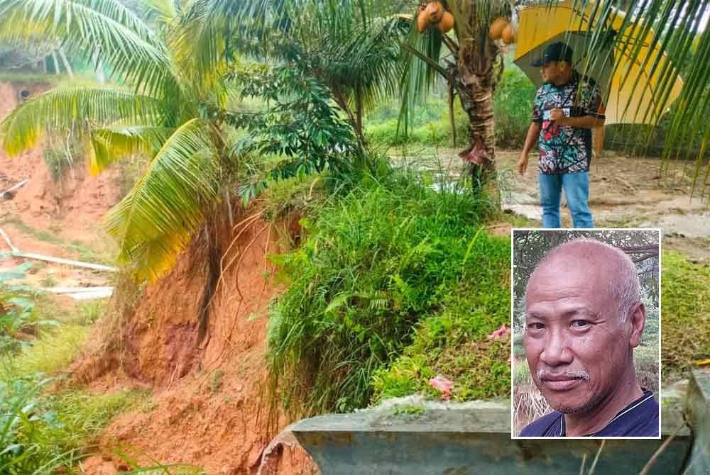 Suhaimi menunjukkan 'kawah gergasi' yang berlaku. Gambar kecil: Shukor