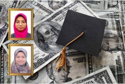BEBANAN hutang terutamanya untuk pembiayaan pendidikan tinggi terus menghantui golongan mahasiswa dan anak muda ketika ini. Foto CANVA/Gambar kecil: UMMIE 'AFINA 'AWATIF (atas) dan AIMI ATHIRAH. 