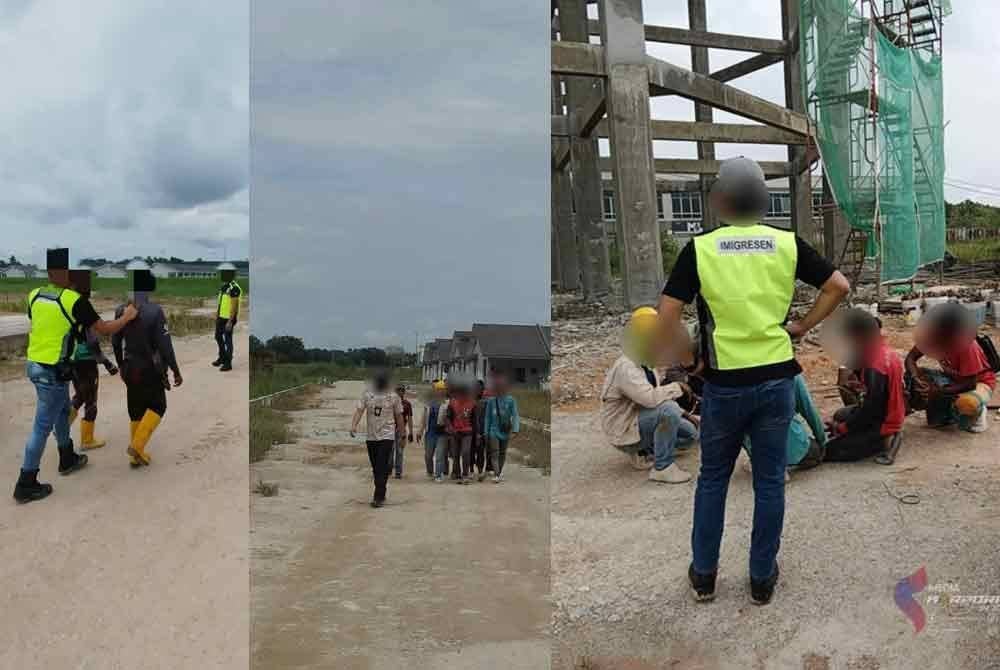 Tindakan cekap anggota JIM Johor dapat menahan semua warga asing yang lari ketika serbuan dilakukan.- Foto JIM Johor.