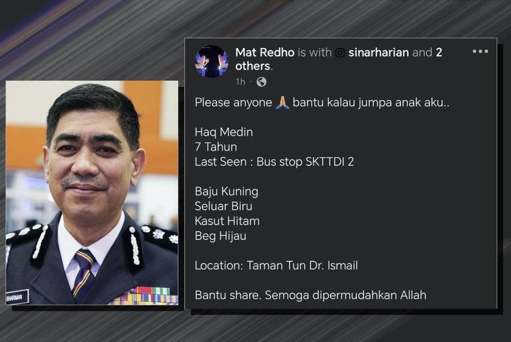 Ku Mashariman (Hantaran Mat Redho mengenai kehilangan anaknya di sebuah sekolah di Kuala Lumpur pada Isnin.)