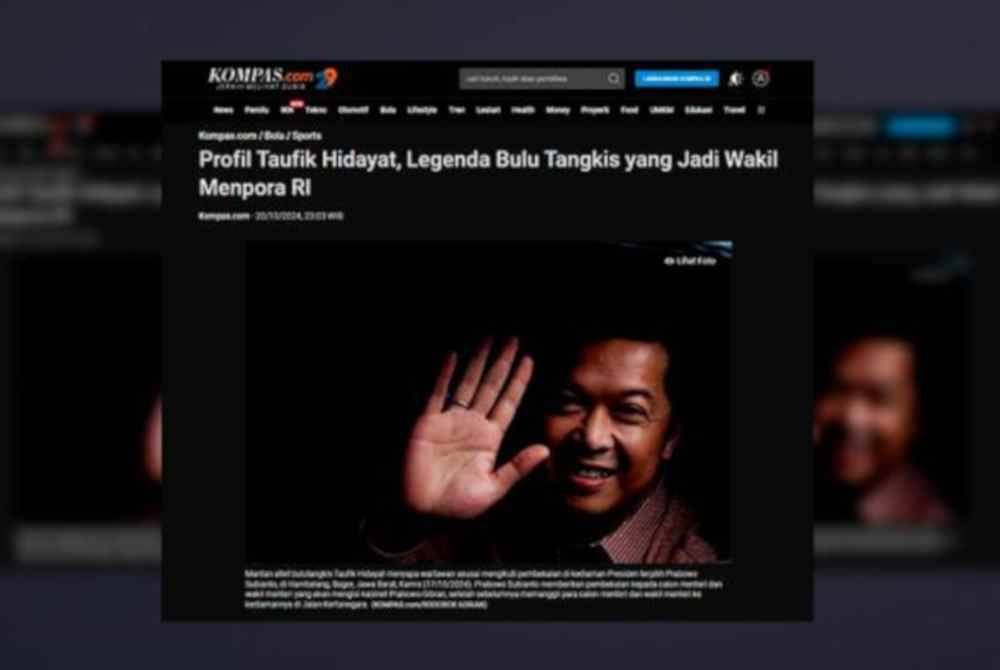 Taufik akan memikul tanggungjawab besar untuk membantu meningkatkan dan memberikan impak positif bagi kemajuan sukan di Indonesia. - Gambar/ Tangkap layar Kompas