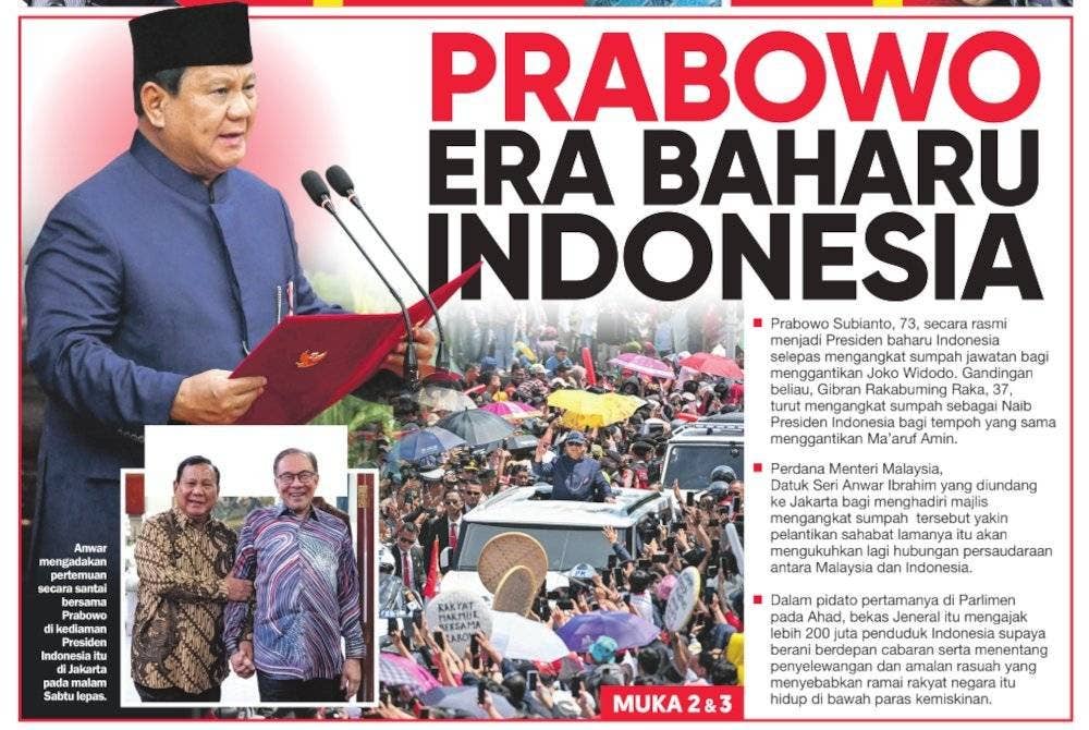 Laporan muka depan Sinar Harian pada Isnin.