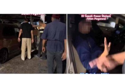 Tangkap layar video tular yang menyaksikan berlaku pertengkaran di Jalan Pegawai.