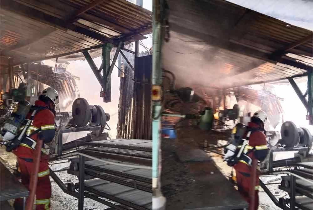 Sebuah stor penyimpanan aksesori kereta musnah 90 peratus dalam kebakaran di Lorong Kopi Kampung Baru Pendamaran, Klang.