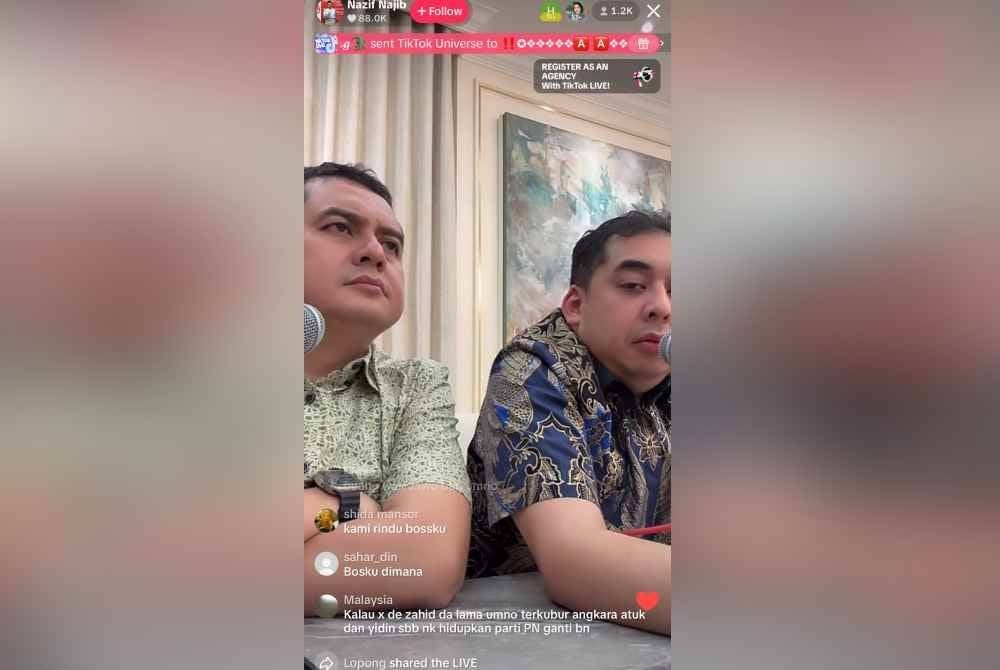 Mohamad Nizar dan Mohd Nazif mengadakan siaran langsung di TikTok lewat malam Rabu.