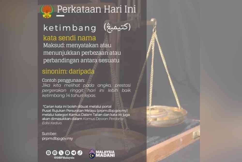 Perkongsian DBP mengenai maksud 'ketimbang'.
