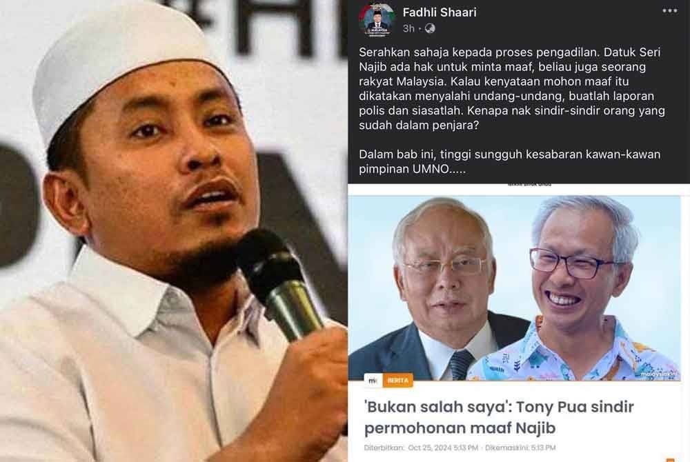 Tangkap layar hantaran Fadhli Shaari di Facebook pada Jumaat.