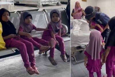 Tiga beradik yang dikongsikan Noorkhiriah.