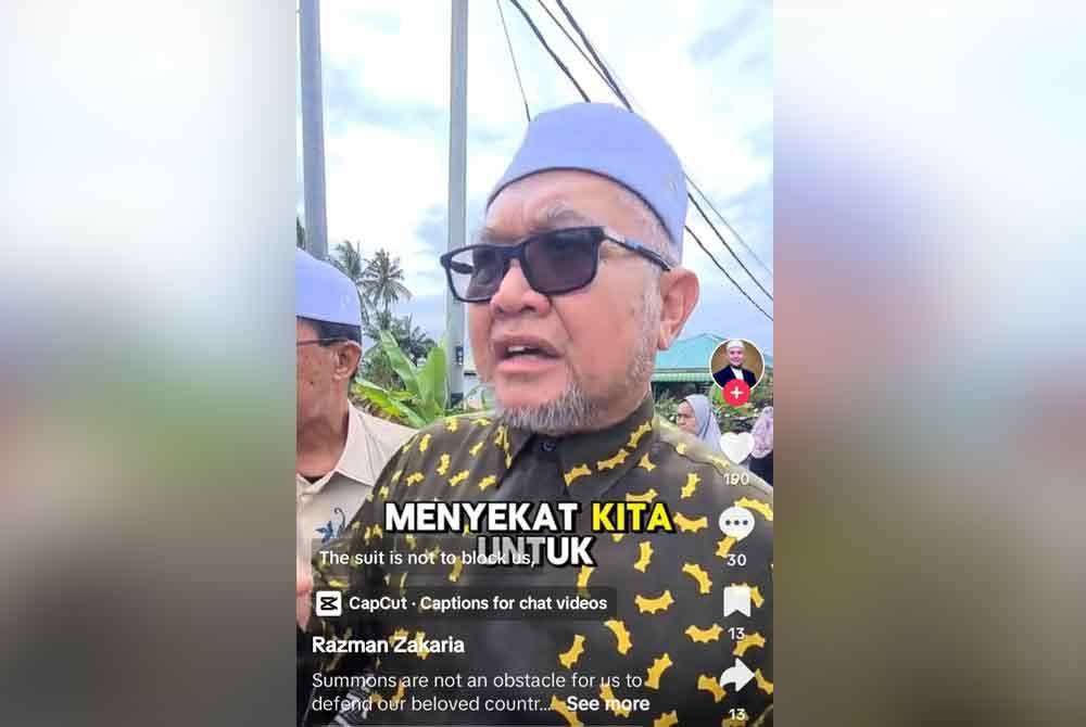 Tangkap layar reaksi Razman menerusi akaun TikToknya berhubung tindakan saman. Foto: ihsan pembaca