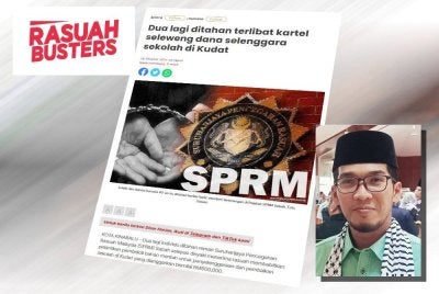 Laporan Sinar Harian berhubung penahanan dua individu disyaki menerima rasuah membabitkan pelantikan pembekal bahan mentah untuk penyelenggaraan dan pembaikan sekolah di Kudat. (Gambar kecil: Abdul Rahman)
