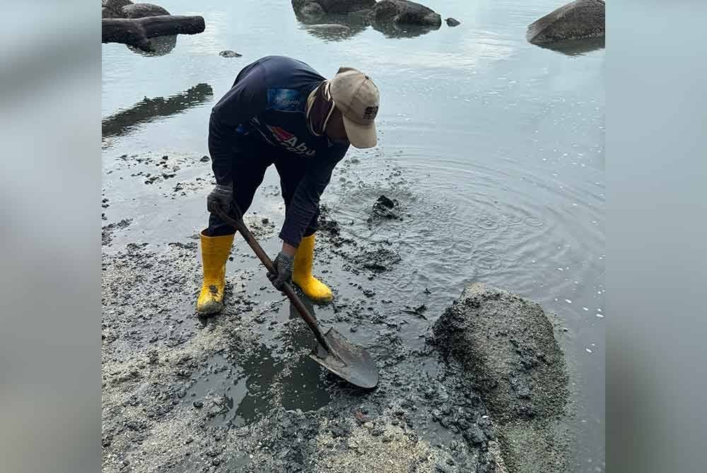 Kerja pembersihan permukaan pantai di Pantai Esen dilakukan pada Sabtu lalu.