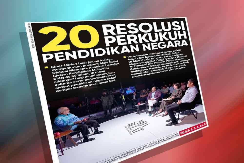 Laporan muka depan Sinar Harian pada Isnin.